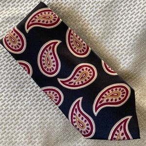 VINTAGE Stafford Black Burgundy Taupe & Cream Paisley Men’s Silk Tie